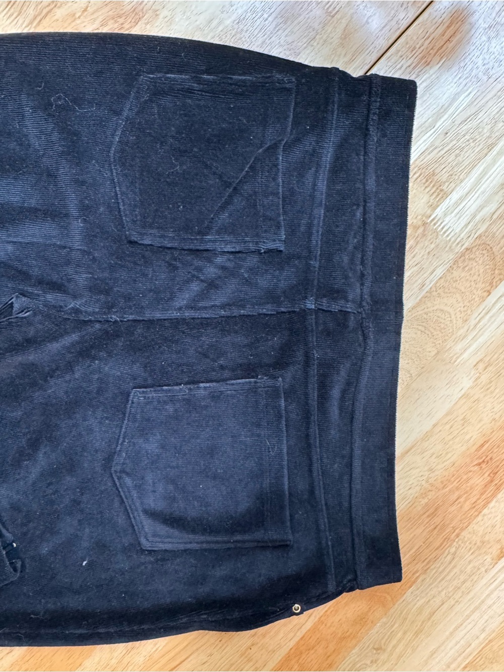 Black micro corduroy Pull-On Skinny Pants with Ankle Zips - Picture 5 of 5